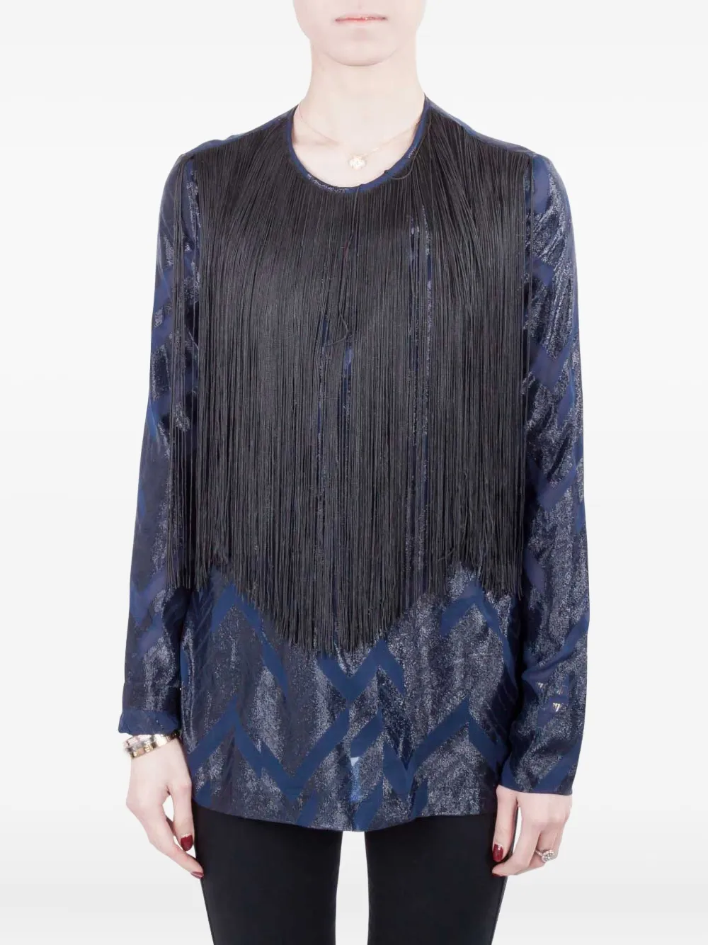 Yigal Azrouel 2024 fringed blouse | Blue | Image 1