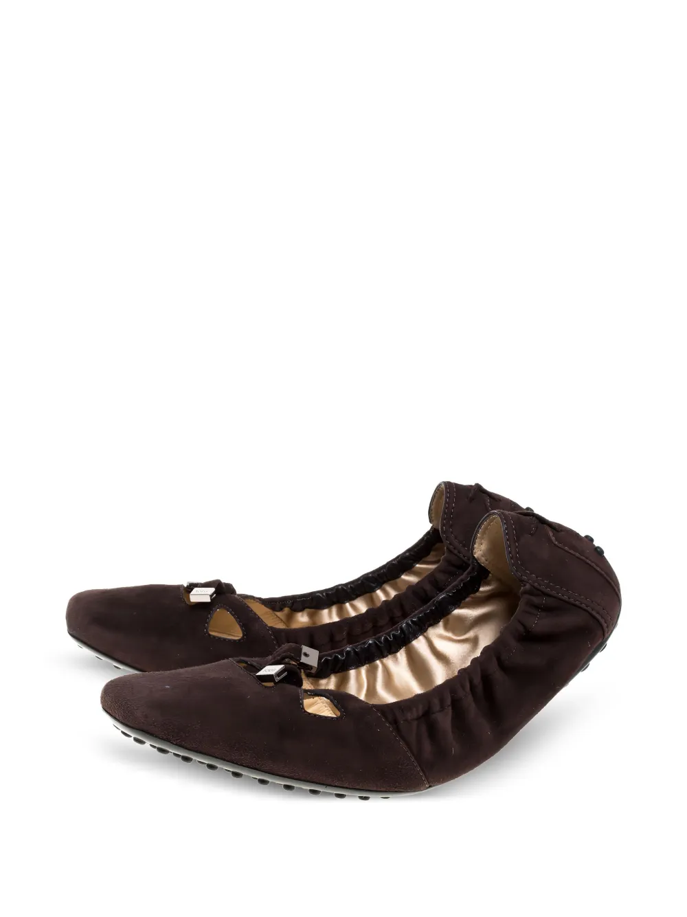 Pre-owned Tod's Vintage 2023 Bow-embellished Ballet Flats In Brown