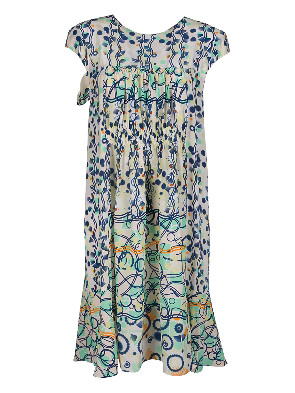 Click to view more detailed imagery on our partner's website Pre-owned Peter Pilotto Abstract-print Silk Dress In Neutral
