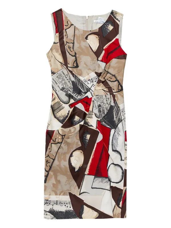 Oscar de La Renta Abstract-pattern Print Midi Dress - Brown