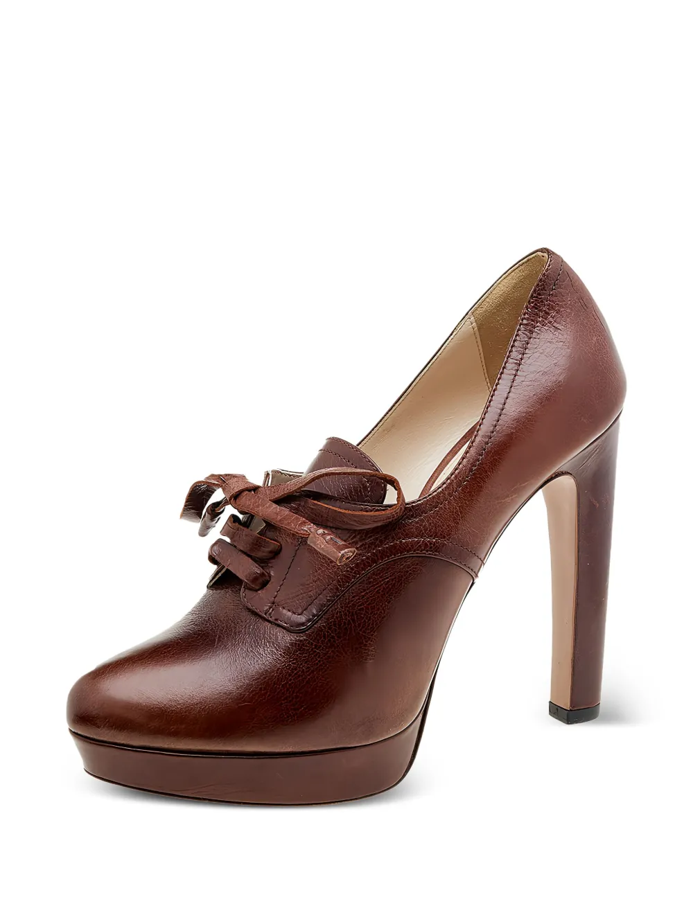 Prada Pre-Owned 130mm lace-up leather booties | Image 2