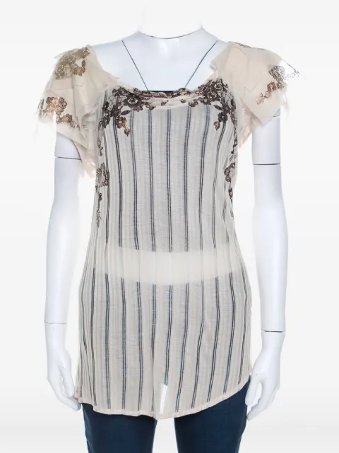 Kenzo Pre-Owned top de tul con motivo de rayas