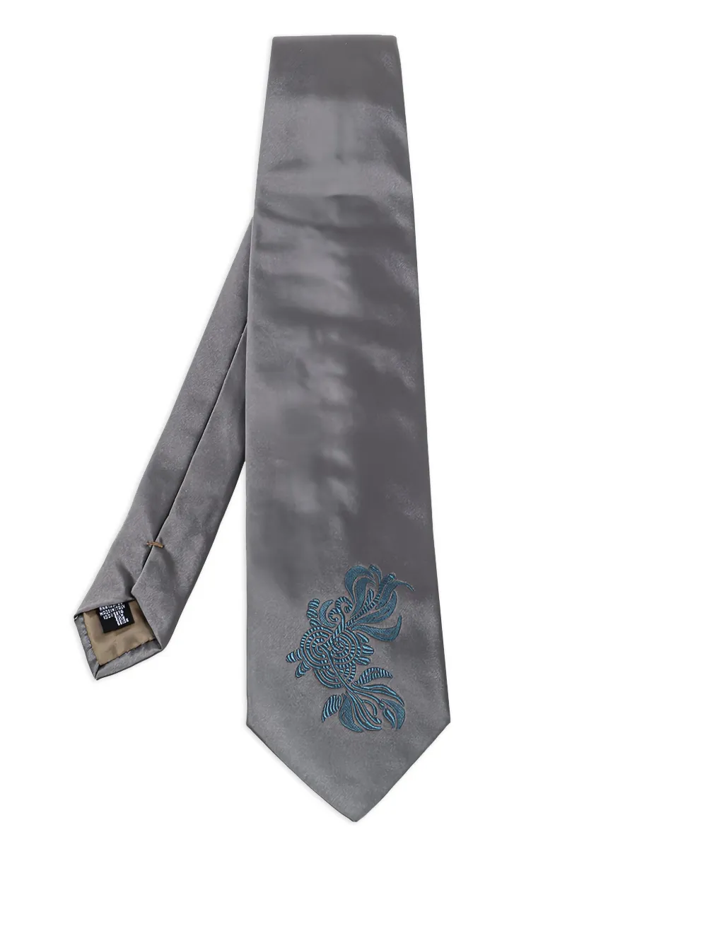 Emporio Armani Pre-Owned embroidered silk tie | Grey | Image 1