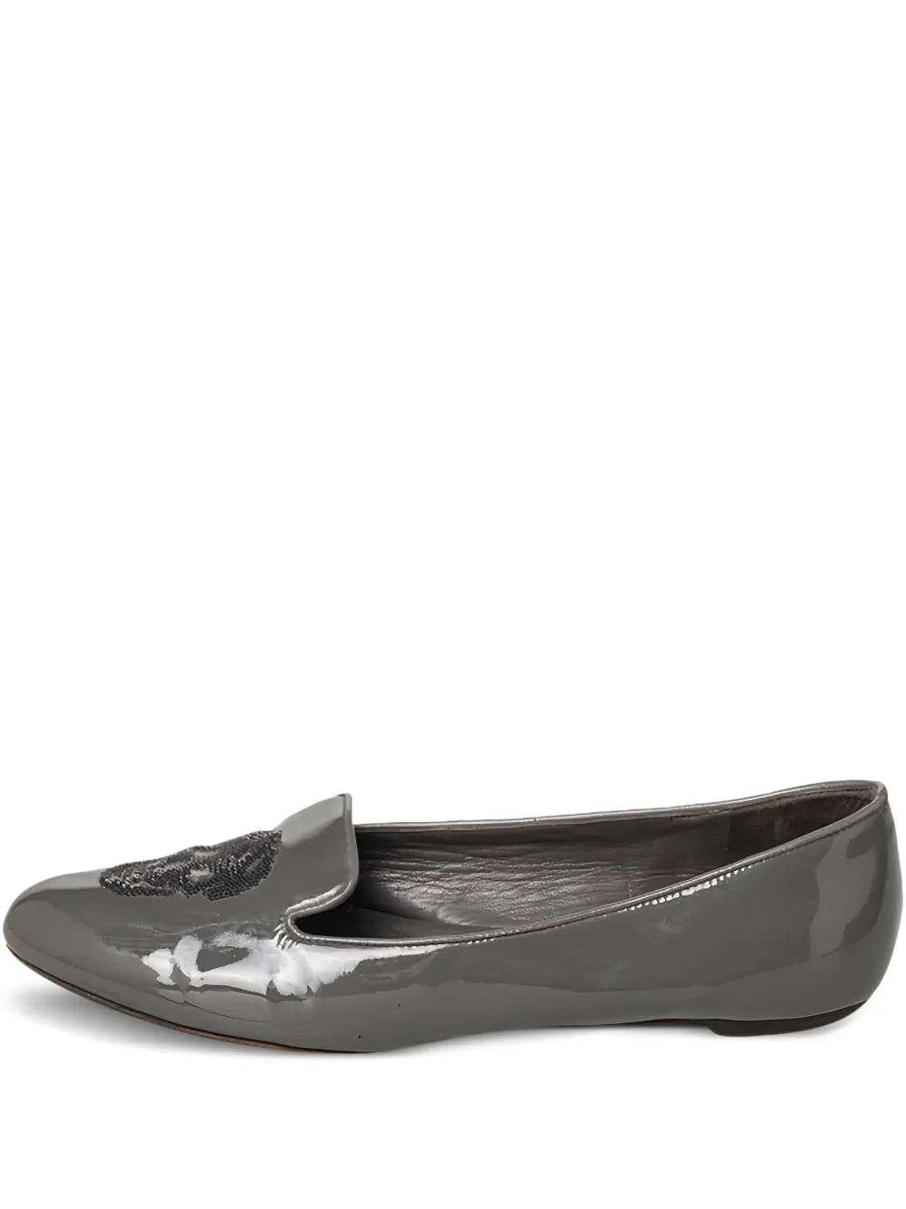 Alexander McQueen Pre-Owned Skull patent-finish loafers | Grey | Image 1