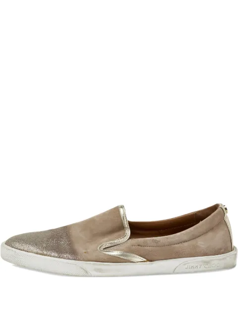 Jimmy Choo Pre-Owned suede glitter slip-on sneakers