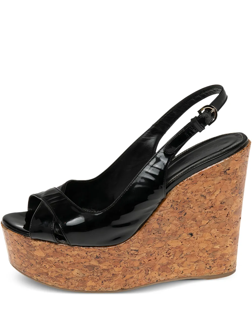 Sergio Rossi Vintage 130mm patent-finish wedge sandals | Black | Image 1