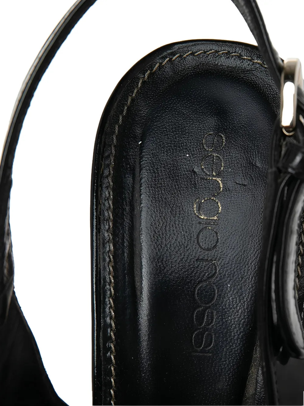 Sergio Rossi Vintage エナメルウェッジサンダル 130mm | ブラック