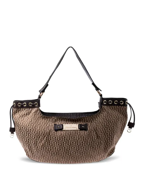 Aigner Vintage monogram leather-trim shoulder bag