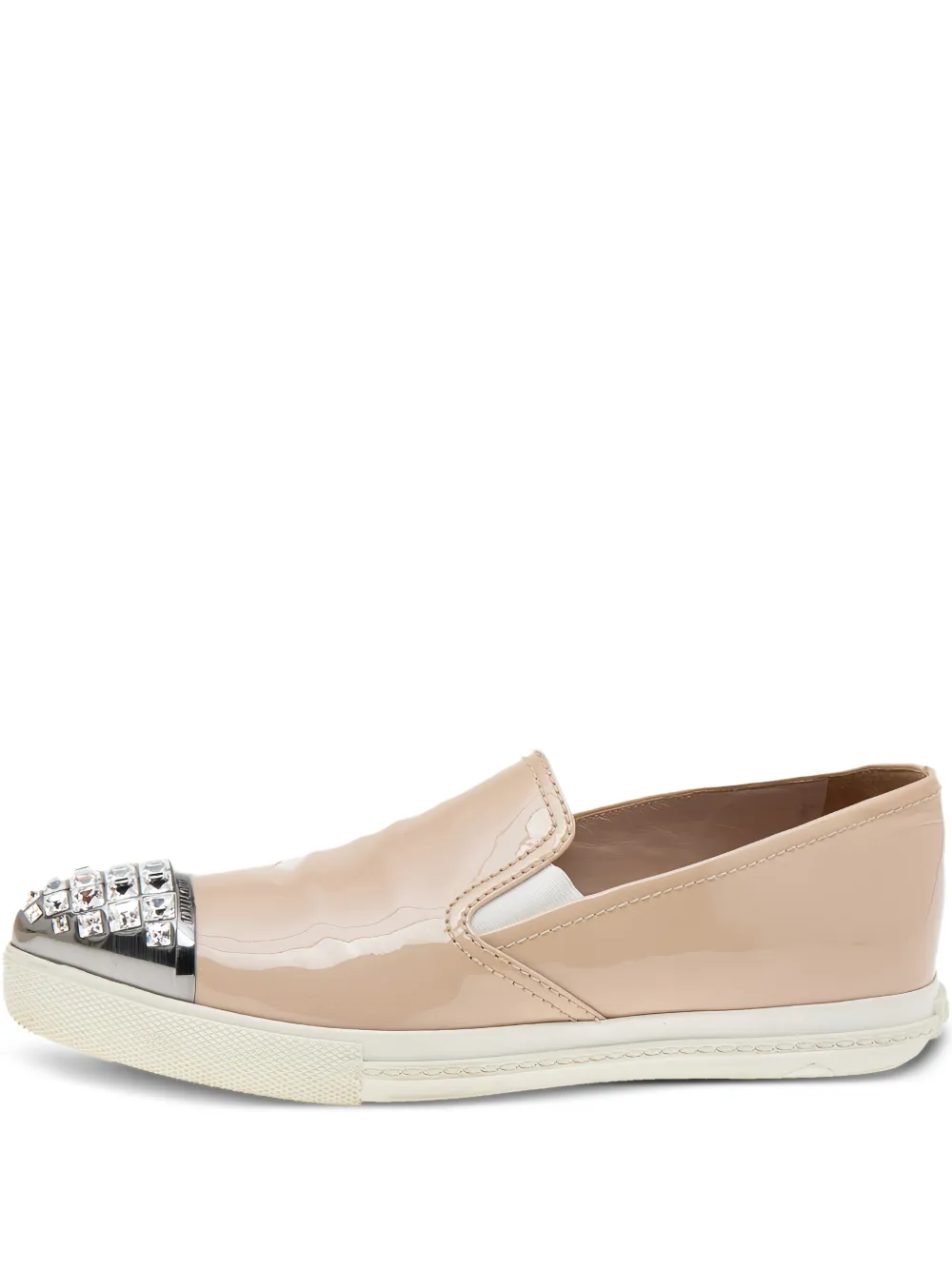 Miu Miu Pre-Owned crystal-embellished slip-on sneakers | Neutrals | Image 1