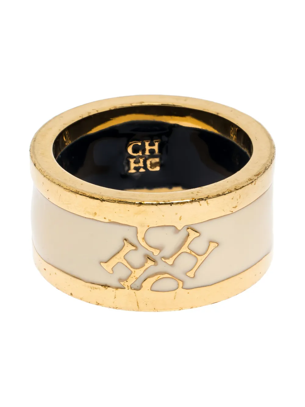 Pre-owned Carolina Herrera Vintage Logo-detail Enamel Ring