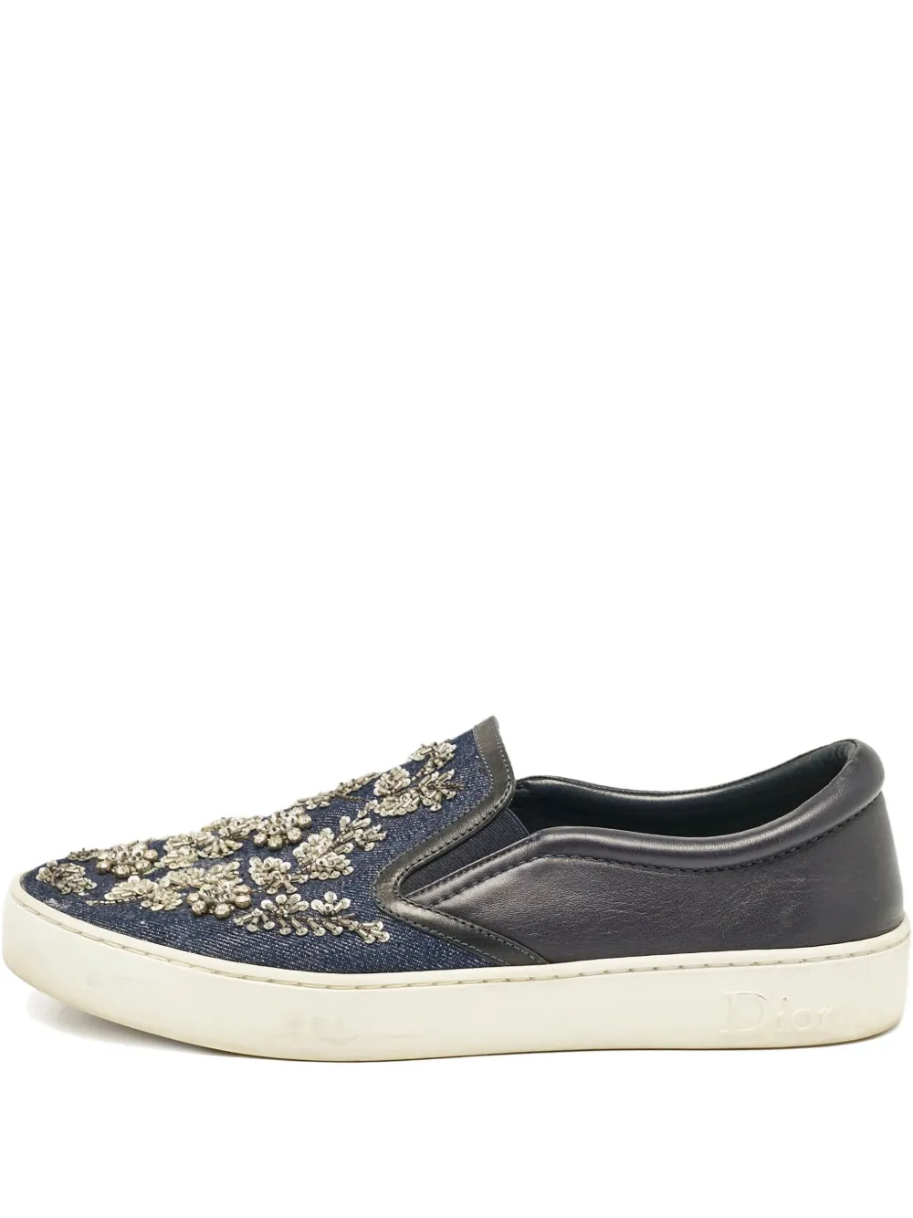Christian Dior Pre-Owned crystal-embellished denim sneakers - ブルー Christian Dior Pre-Owned crystal-embellished denim sneakers - ブルー
