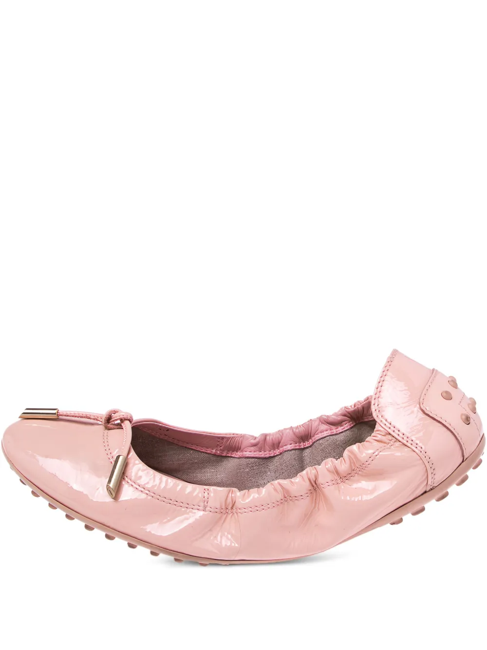 Tod's Vintage プレオウンド ギャザー エナメル フラットシューズ - ピンク Tod's Vintage プレオウンド ギャザー エナメル フラットシューズ - ピンク