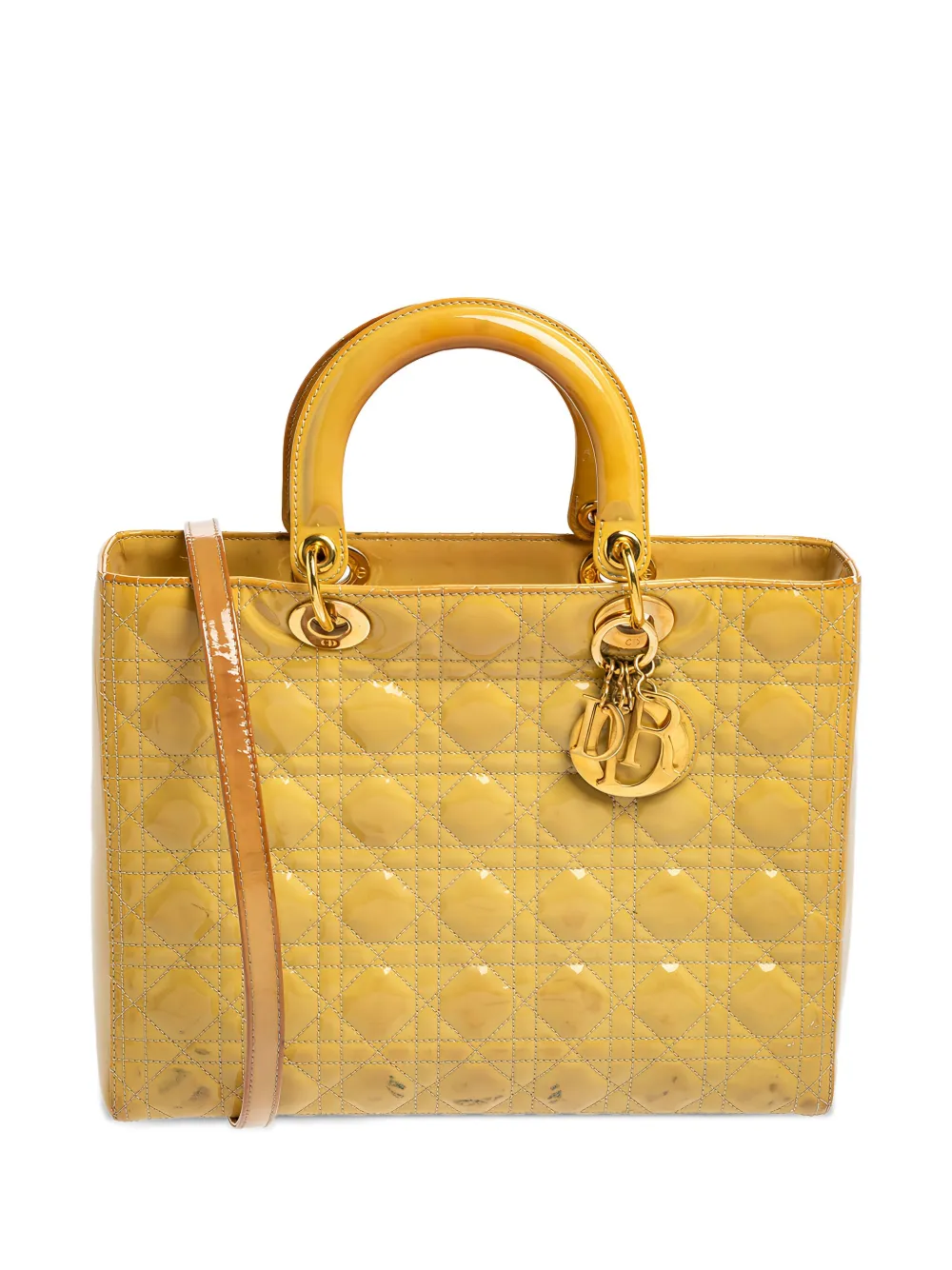 Christian Dior Pre-Owned レディ ディオール キルテッドレザーハンドバッグ - イエロー Christian Dior Pre-Owned レディ ディオール キルテッドレザーハンドバッグ - イエロー