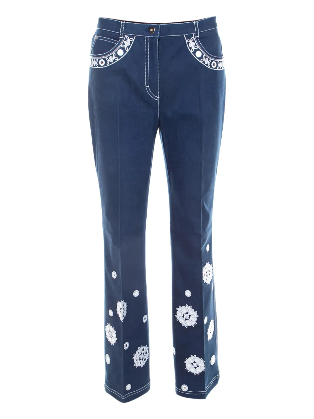 Escada Pre-Owned Jeans con ricamo a fiori - Blu