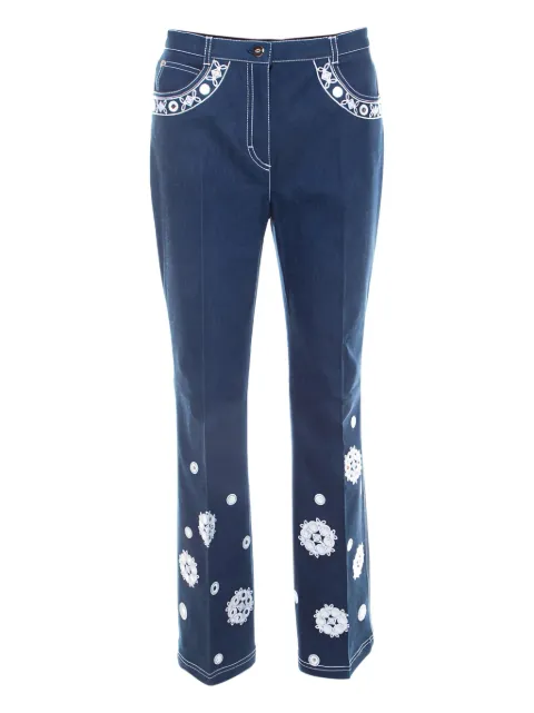 Escada Pre-Owned floral-embroidered jeans