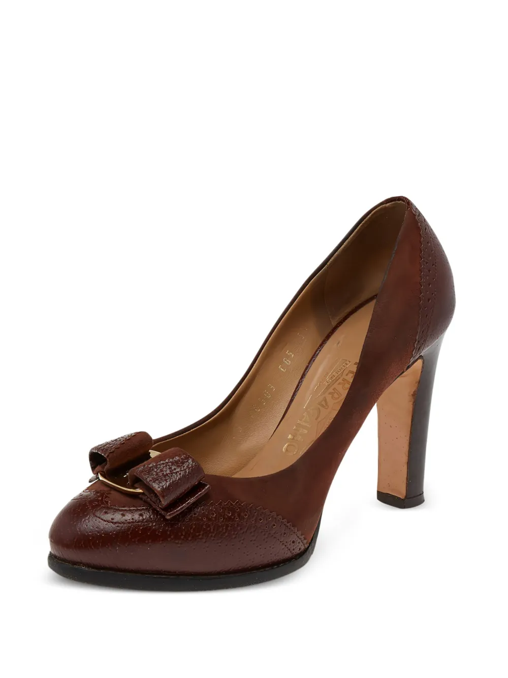 Ferragamo Pre-Owned 110 mm Vara pumps met strik - Bruin