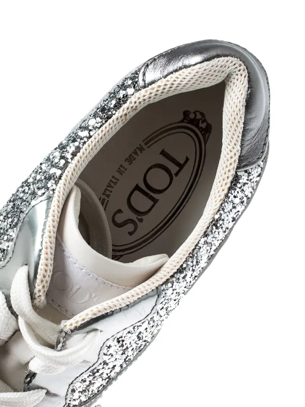TOD'S■レザー スニーカー グリッター Tod's Vintage グリッター レザースニーカー | シルバートーン