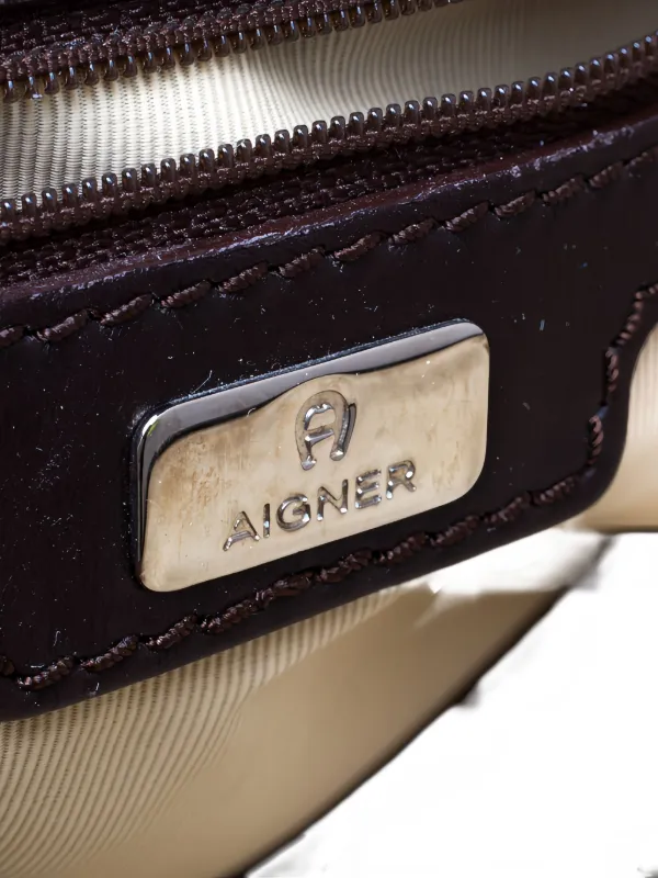 AIGNER トートバッグ Aigner Vintage モノグラム レザートリム トートバッグ | ニュートラル