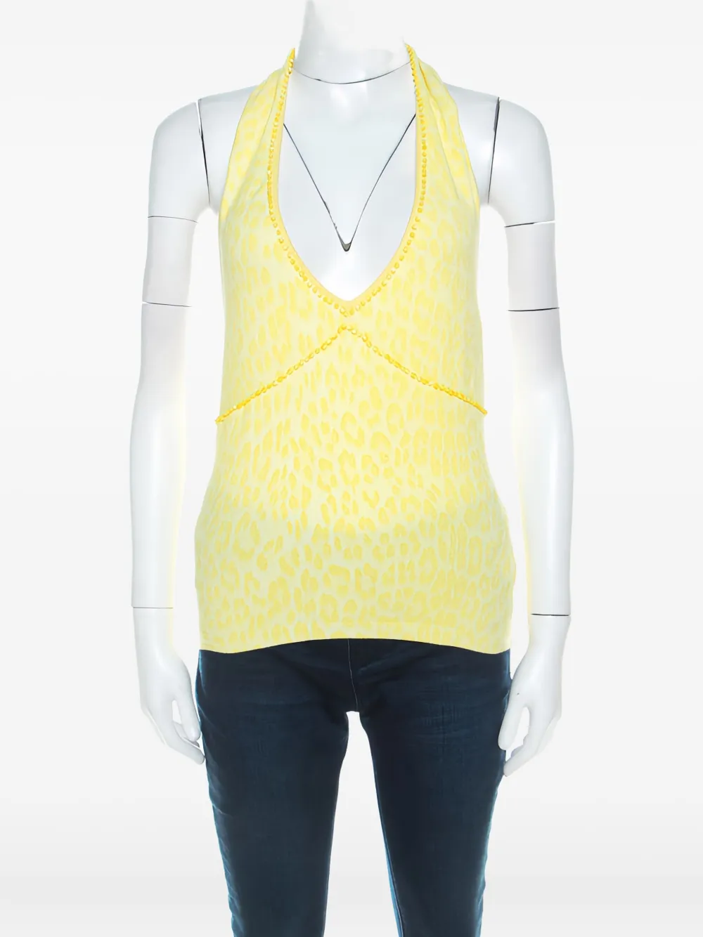 Blumarine Vintage top con cuello halter y cuentas | amarillo | Image 1