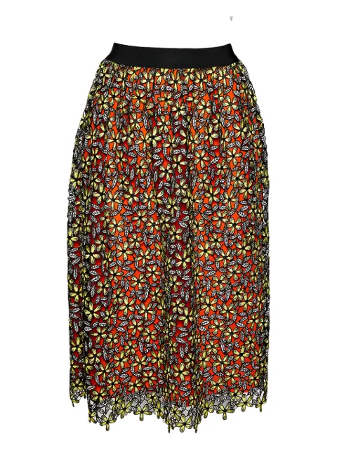 Self-Portrait pre-owned floral-embroidered midi skirt