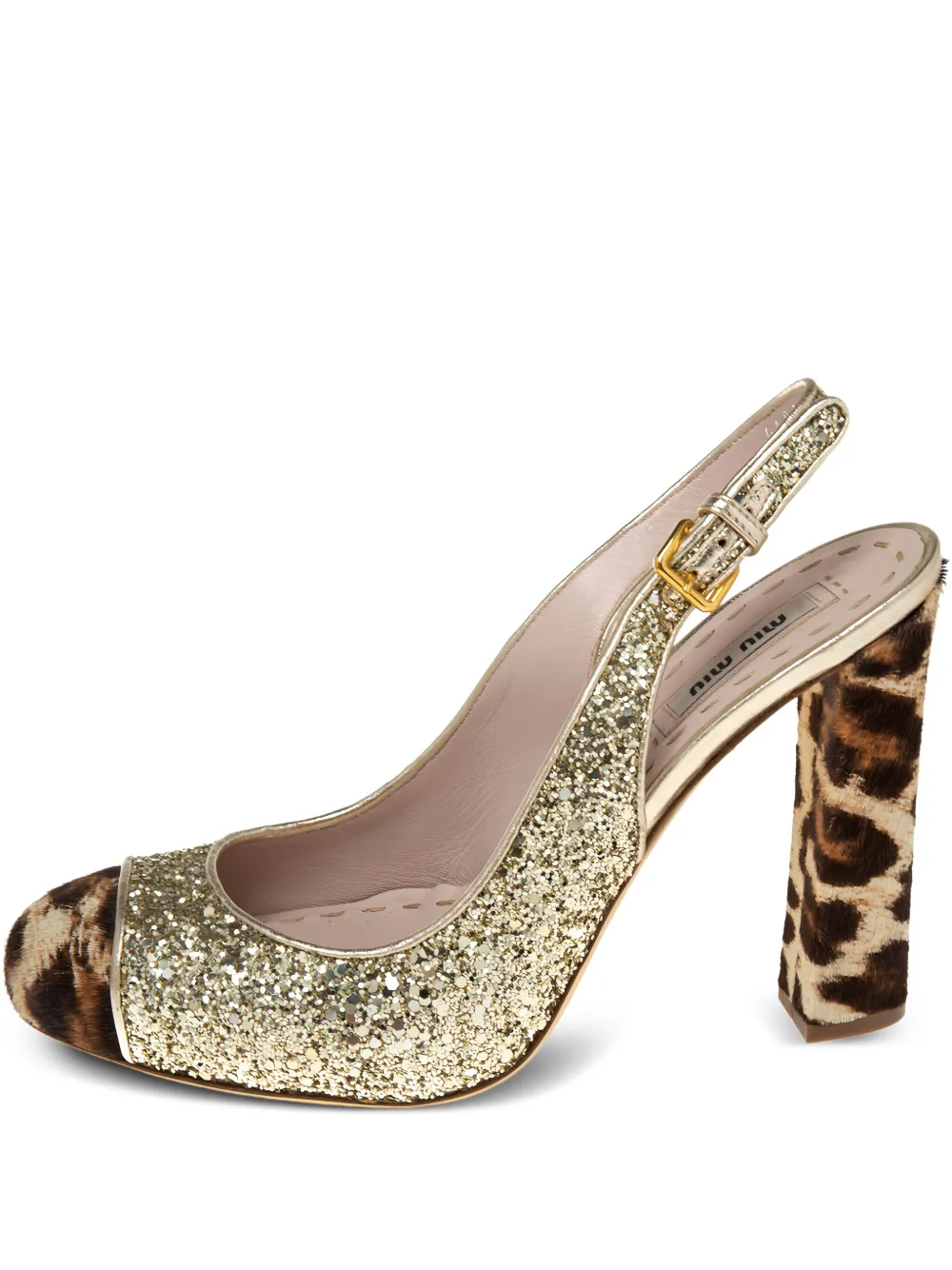 Miu Miu Pre-Owned 110mm panelled slingback pumps | Gold | Image 1