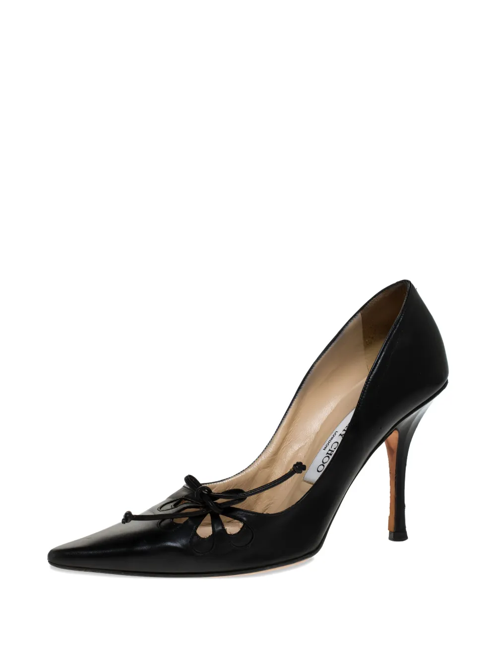 Jimmy Choo Pre-Owned 95 mm leren pumps met uitgesneden details - Zwart