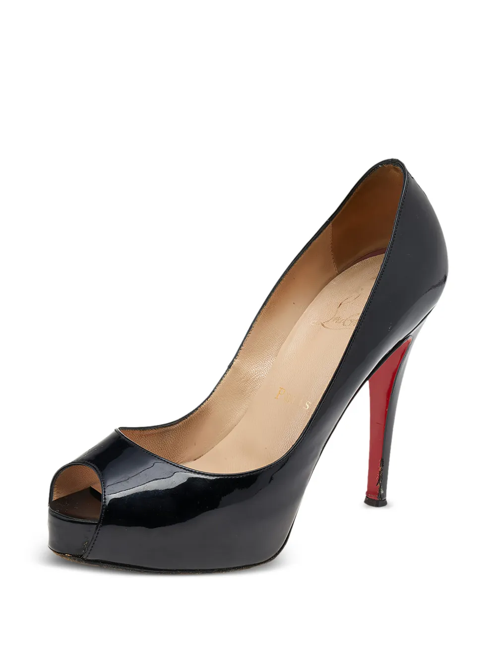 Christian Louboutin Pre-Owned 115 mm pumps met plateauzool en open neus - Zwart
