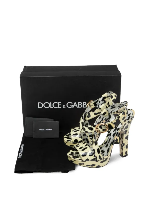 【レオパード×ラインストーン】D&G プラットフォームサンダル Dolce & Gabbana Pre-Owned レオパード プラットフォーム