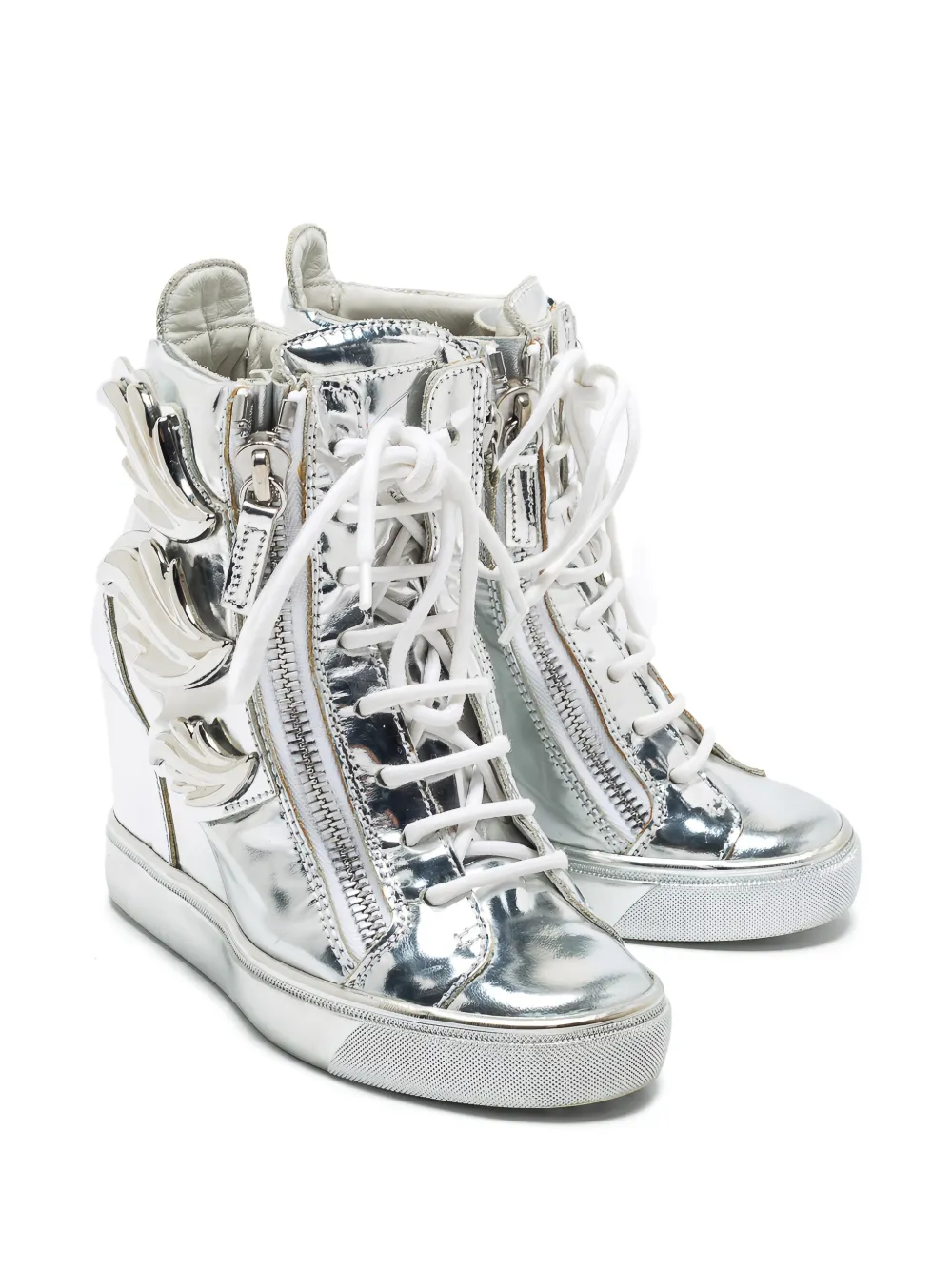 Giuseppe Zanotti Vintage Sneakers met metallic sleehak - Zilver