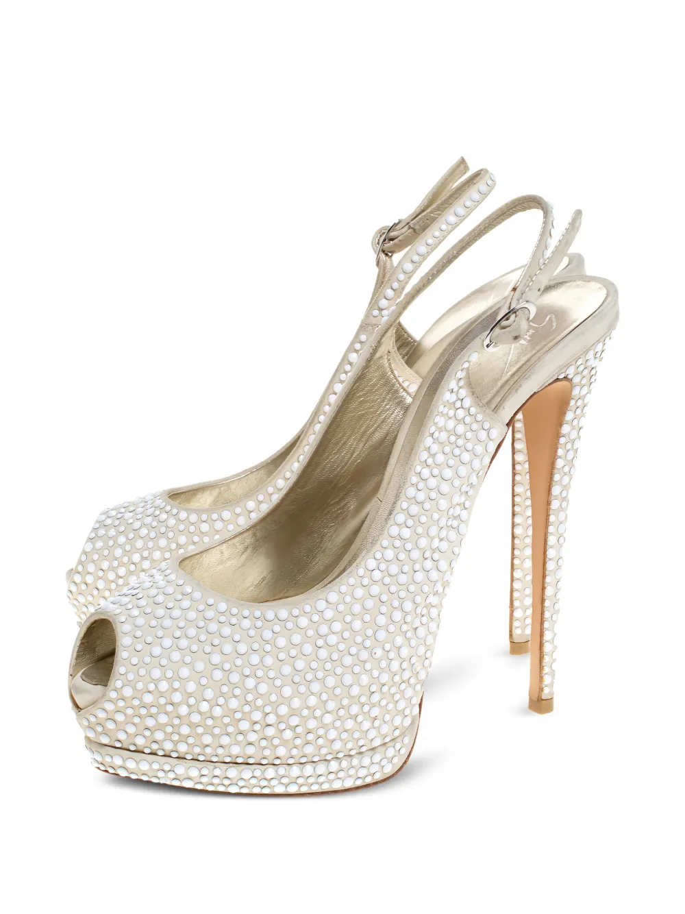 Giuseppe Zanotti Sandalen verfraaid met kristallen - Beige