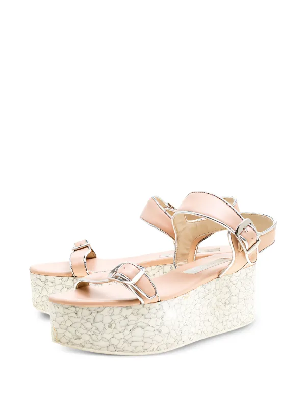 Stella McCartney Pre-Owned 60mm Buckle Platform Sandals Neutrals