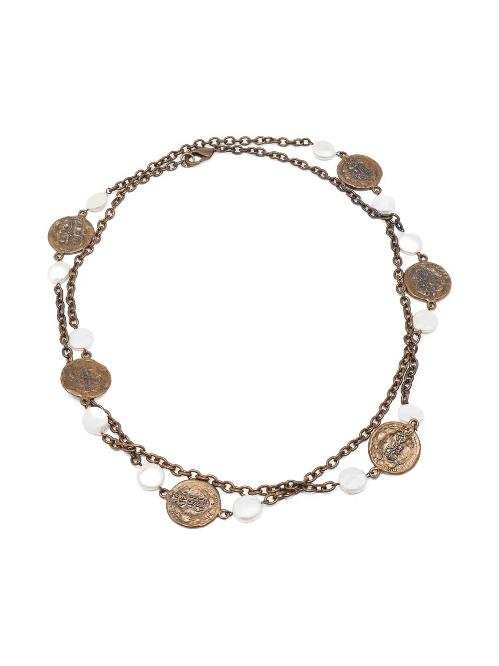 Carolina Herrera Vintage logo-charm chain necklace | Brown | Image 1