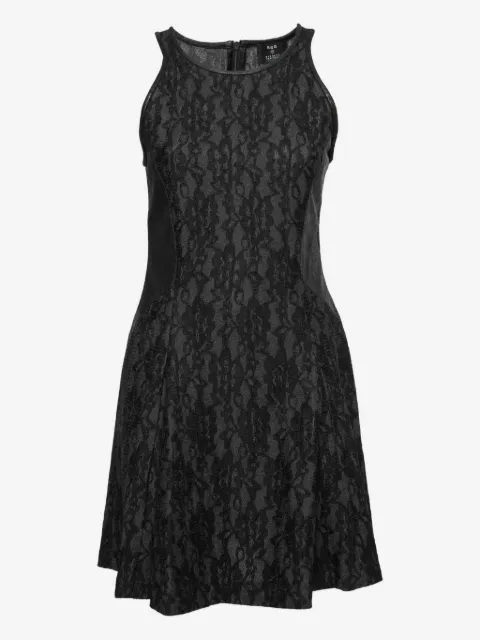 Sea leather-panel lace dress