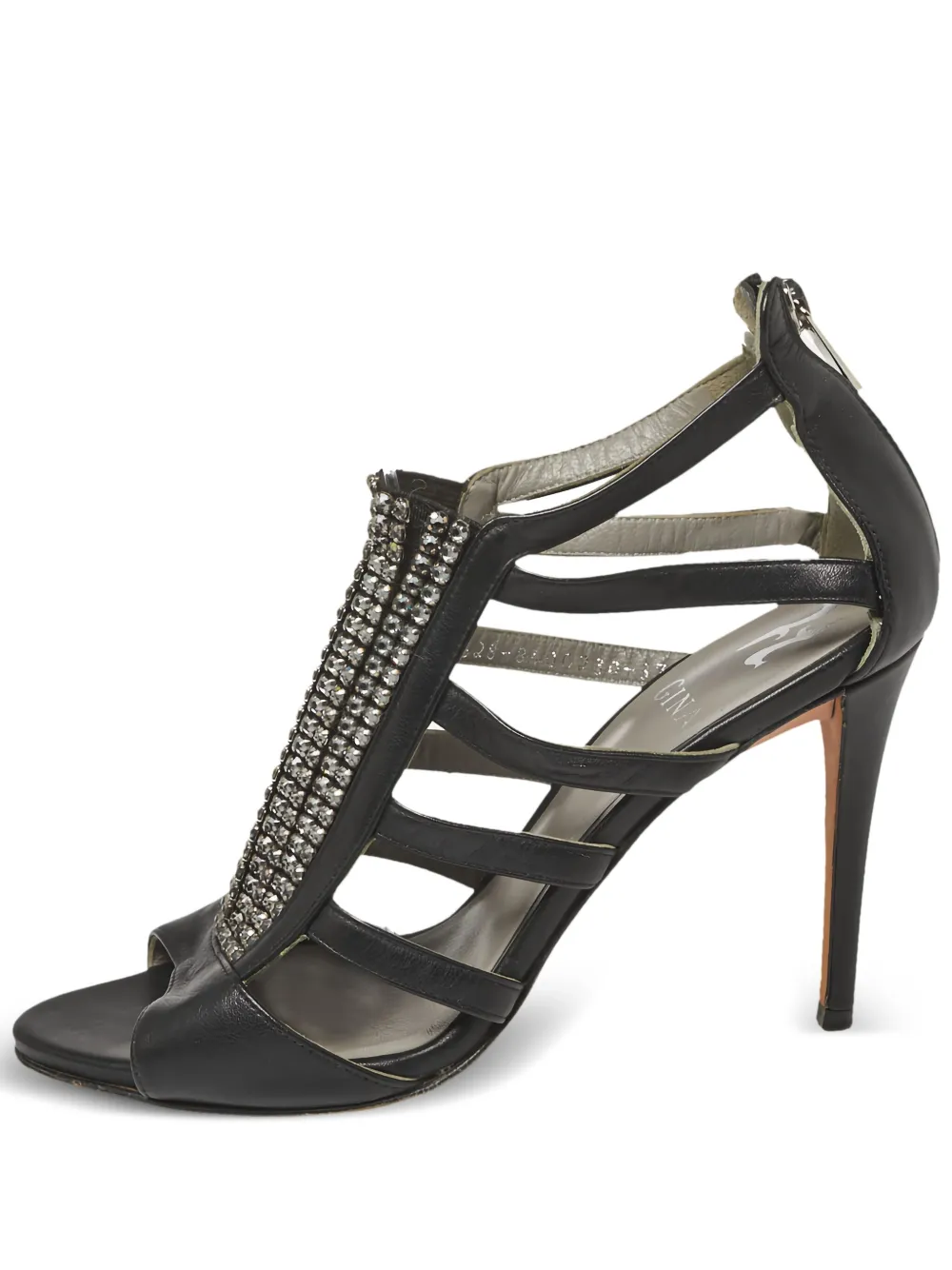 Gina pre-owned 95mm crystal-embellished strappy sandals | Black | Image 1
