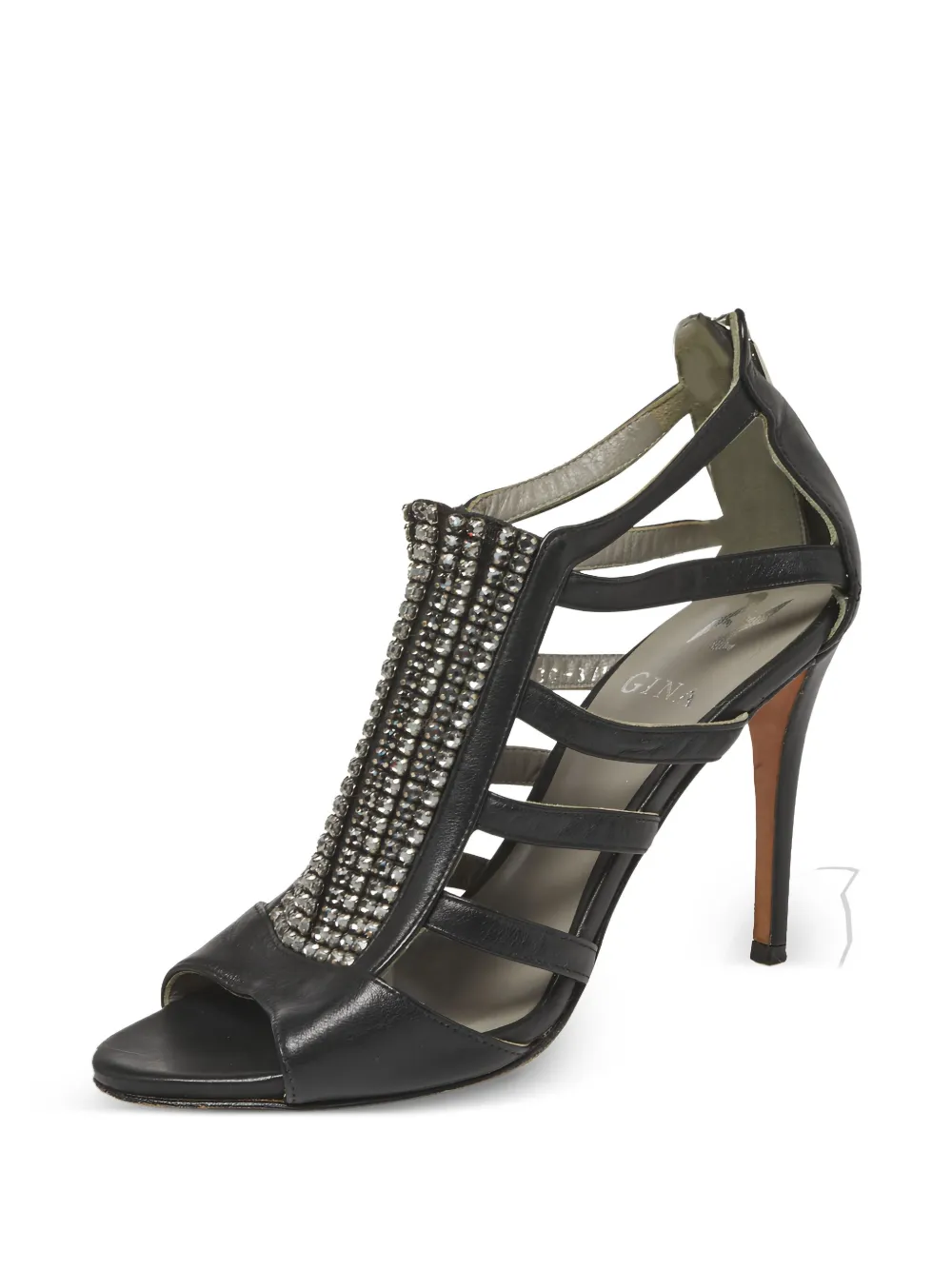 Gina pre-owned 95mm crystal-embellished strappy sandals | Image 2
