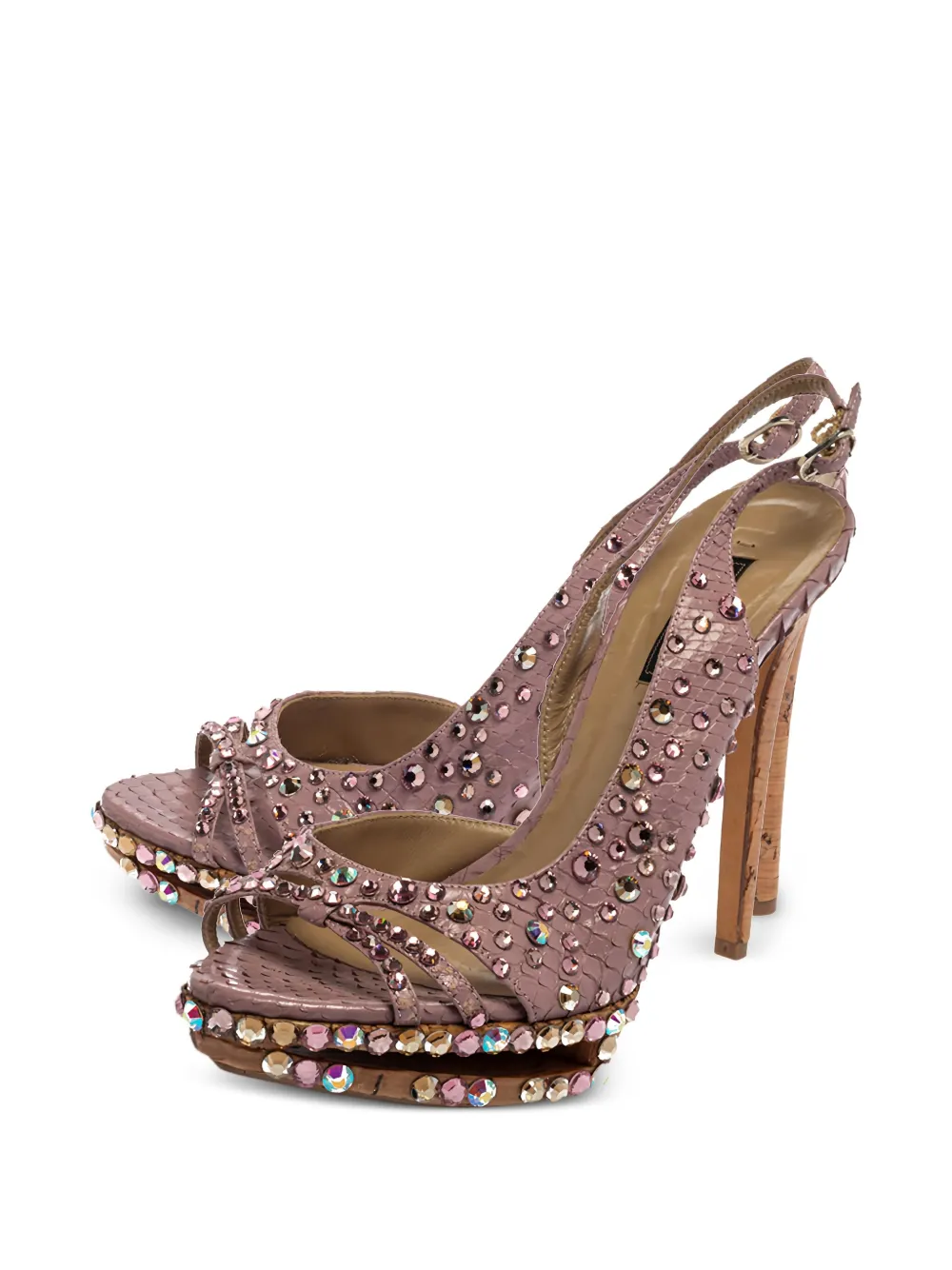 Le Silla 125 mm slingback sandalen verfraaid met kristallen - Paars