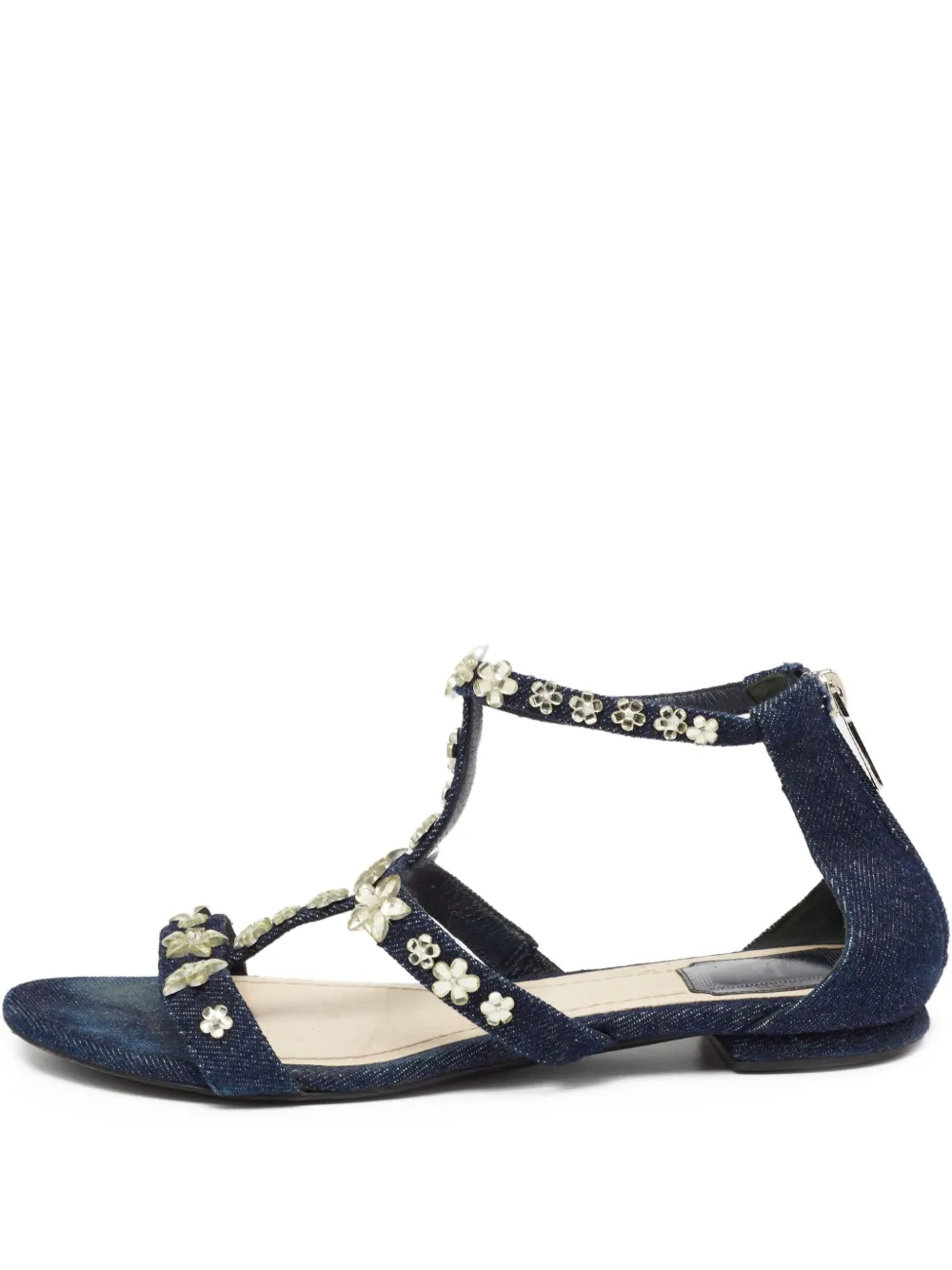 Pre-owned Dior Floral-embellished Flat Sandals