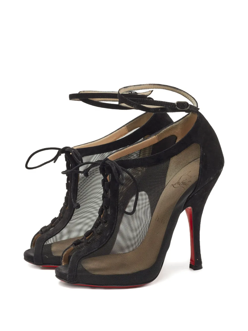 Christian Louboutin Pre-Owned 120 mm mesh laarzen - Zwart