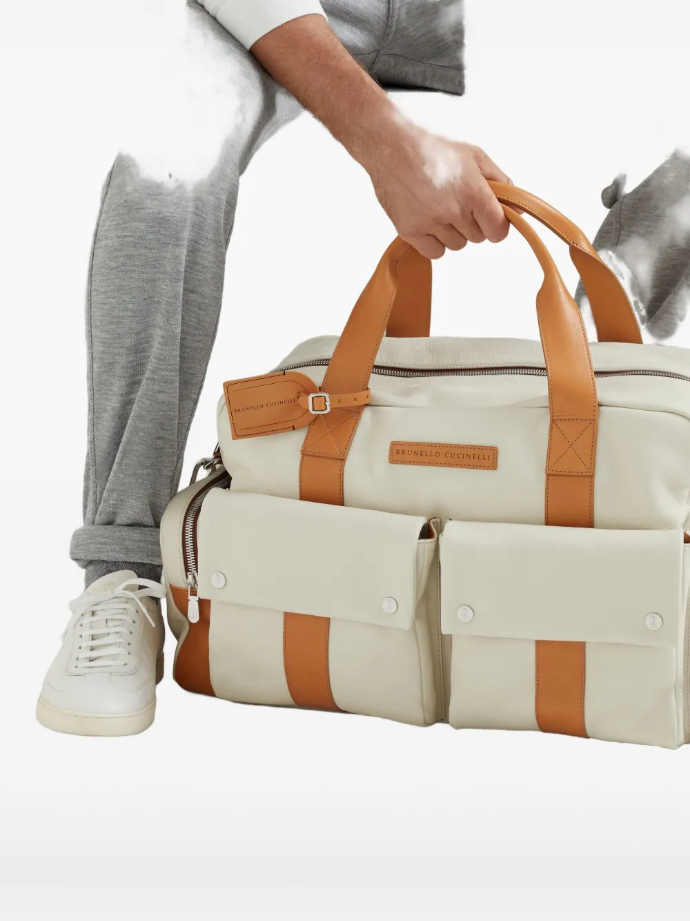 Brunello Cucinelli Duffeltas met meerdere zakken Beige
