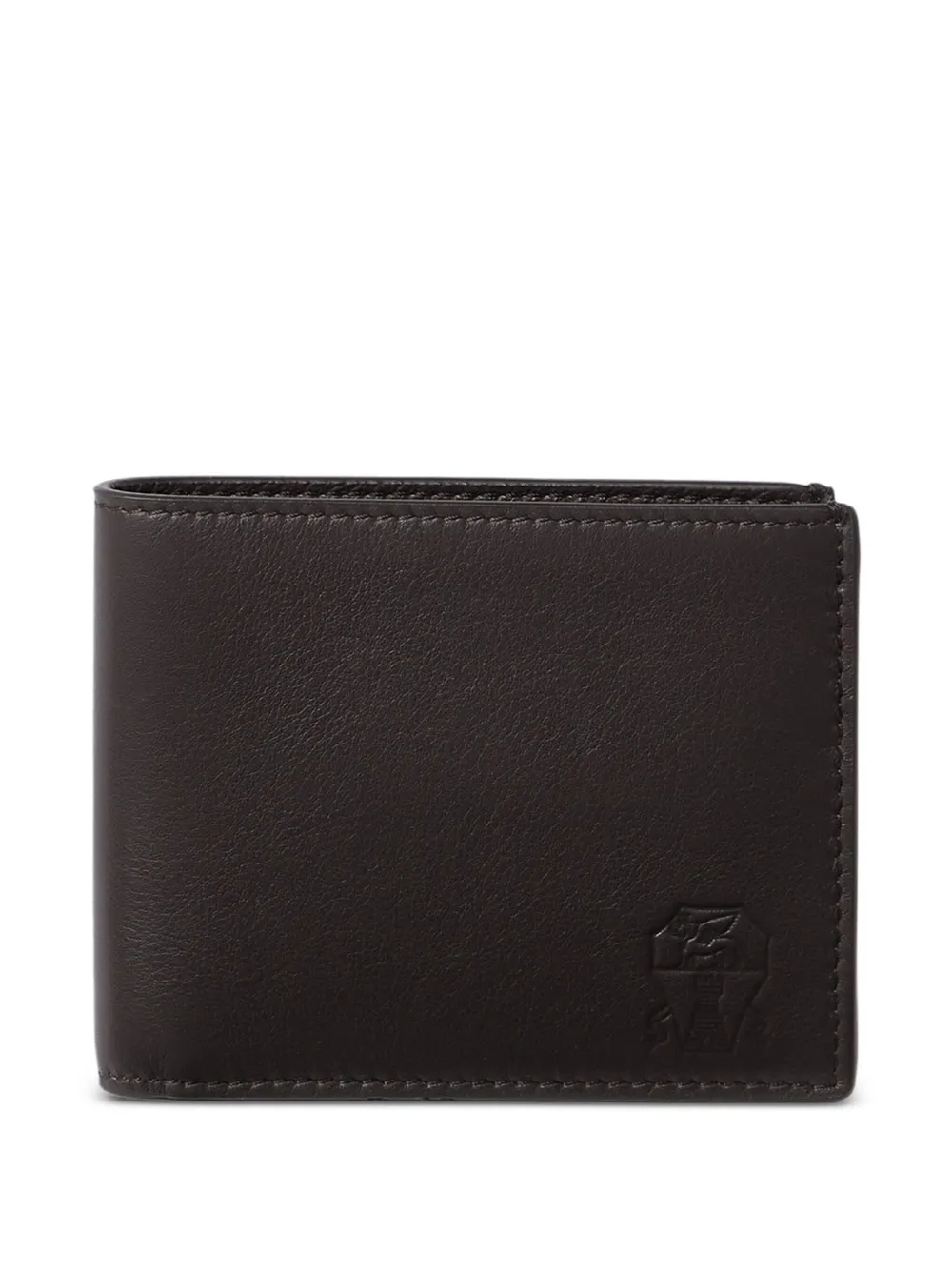 Brunello Cucinelli Leren portemonnee met logo-reliëf Bruin