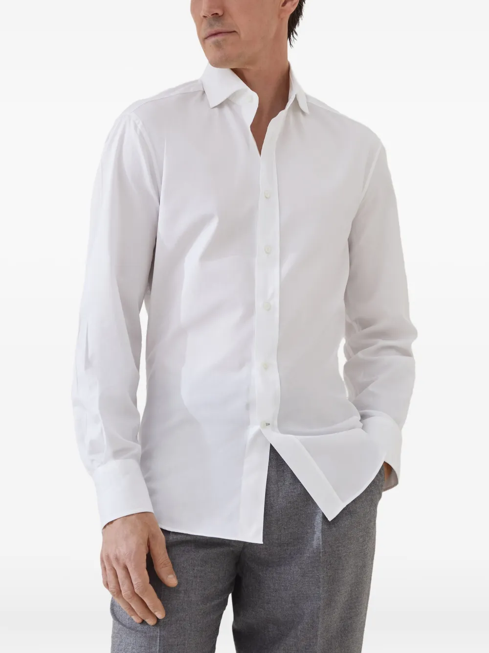 Brunello Cucinelli Twill overhemd Wit