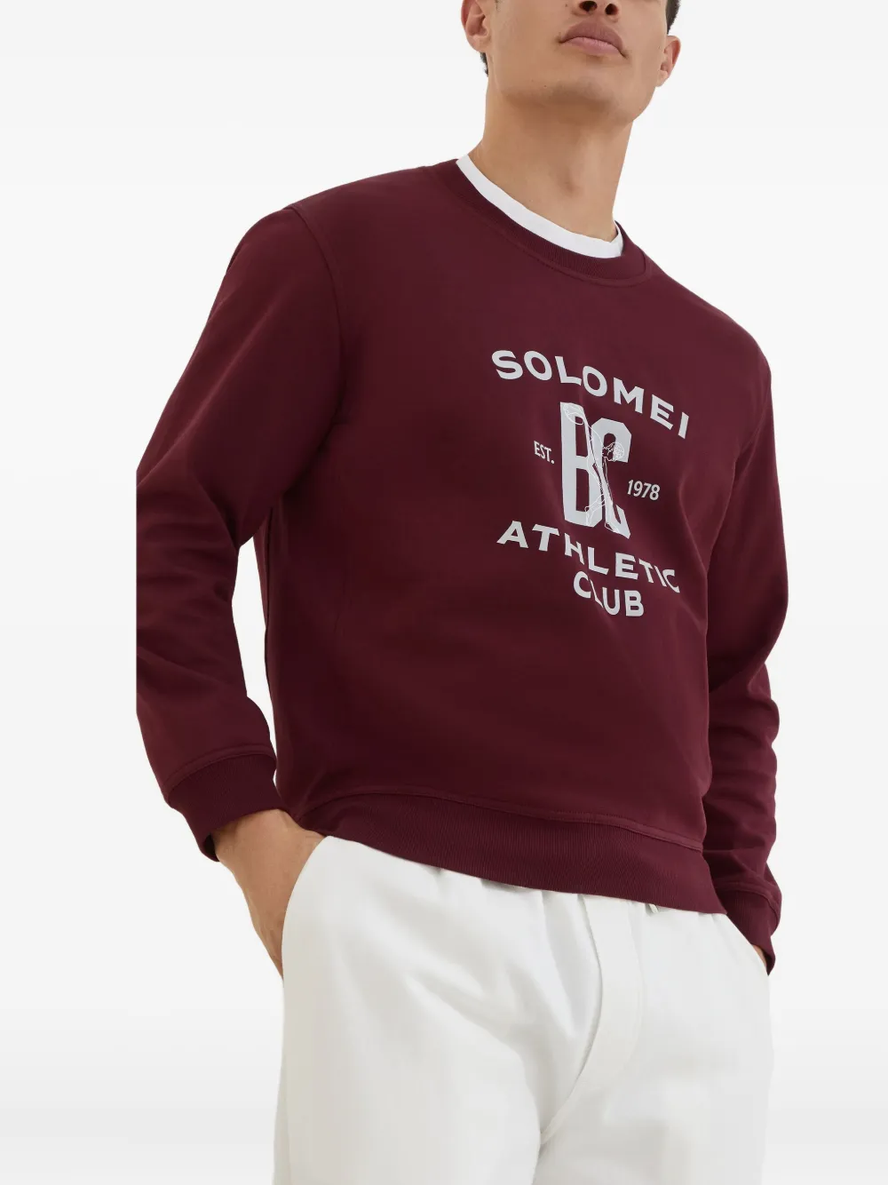 Brunello Cucinelli Men Cotton Sweatshirt With Print On The Front In Red