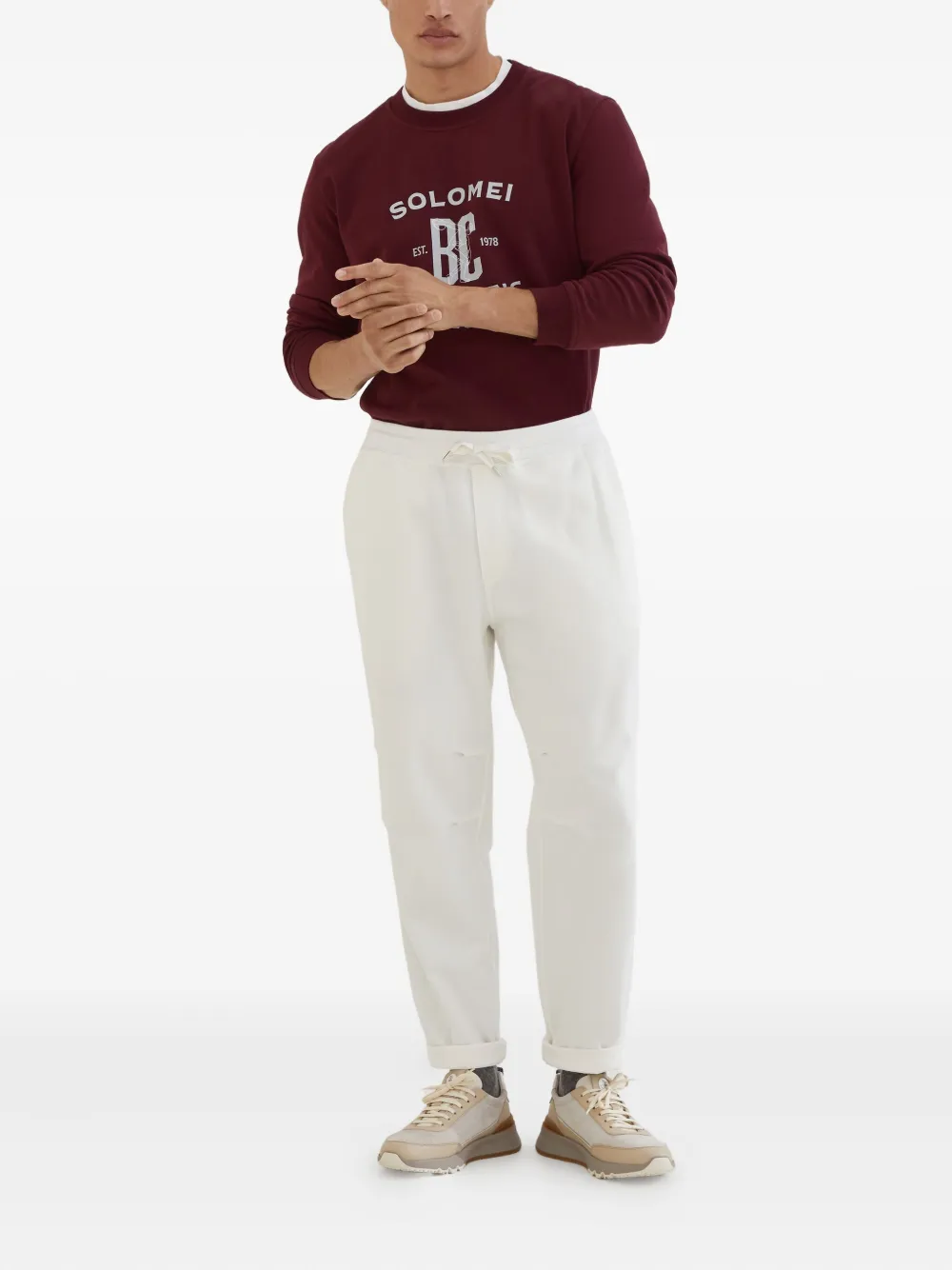 Brunello Cucinelli Sweater met print - Rood