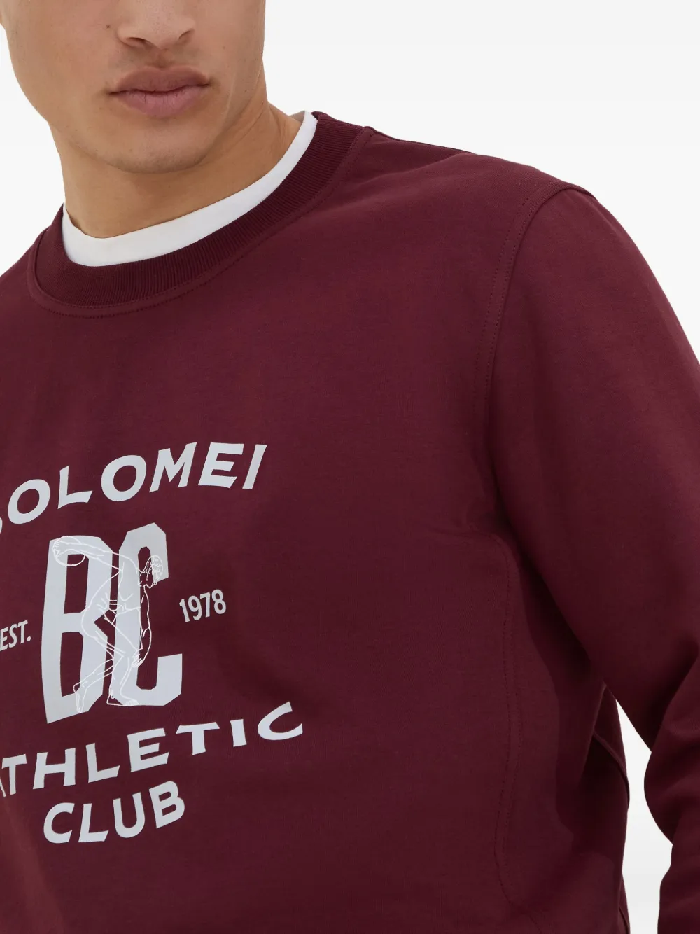 Brunello Cucinelli Men Cotton Sweatshirt With Print On The Front In Red