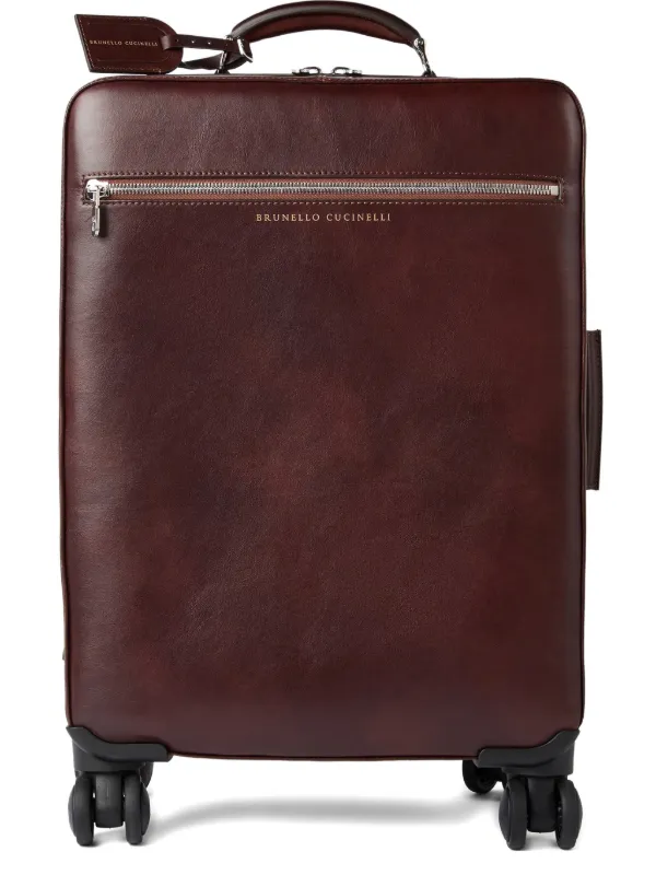 Brunello Cucinelli Leather Wheeled Suitcase | Red | FARFETCH PH