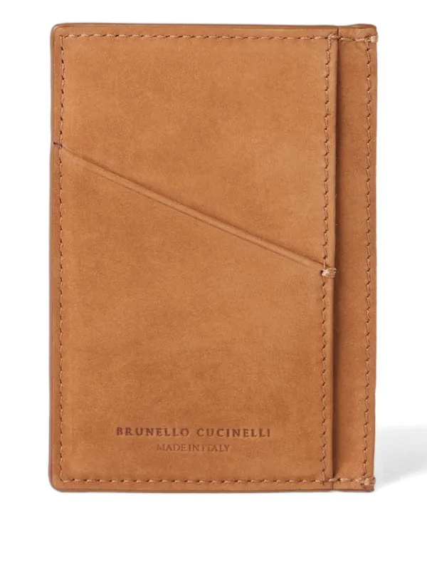Brunello Cucinelli Embossed Leather Card Holder | Brown | FARFETCH