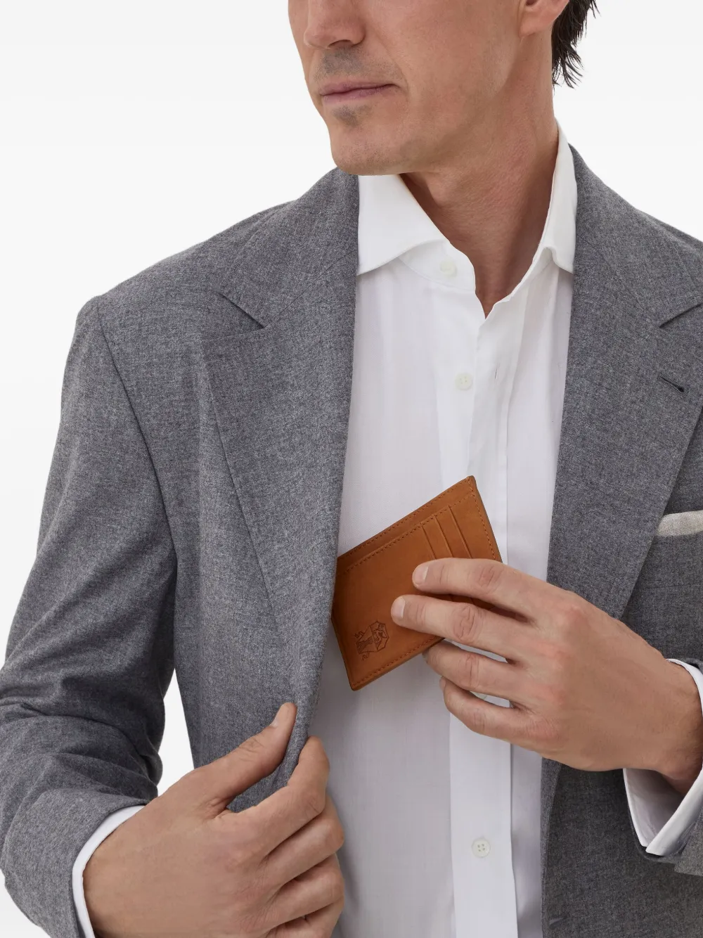 Brunello Cucinelli Pasjeshouder met logo-reliëf Bruin
