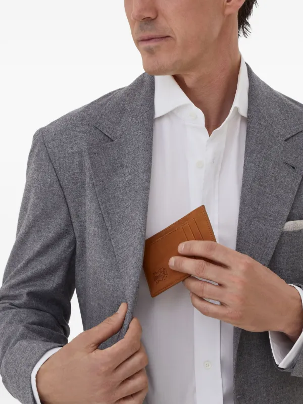 Brunello Cucinelli Embossed Leather Card Holder | Brown | FARFETCH