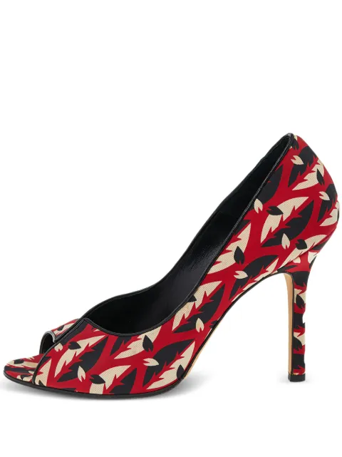 Manolo Blahnik pre-owned 105mm abstract-pattern peep-toe heels