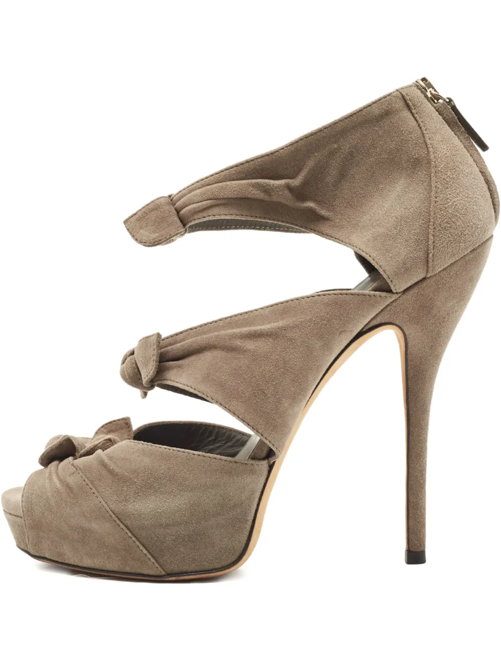 Gucci Pre-Owned 120mm knotted suede sandals | Grey | Image 1